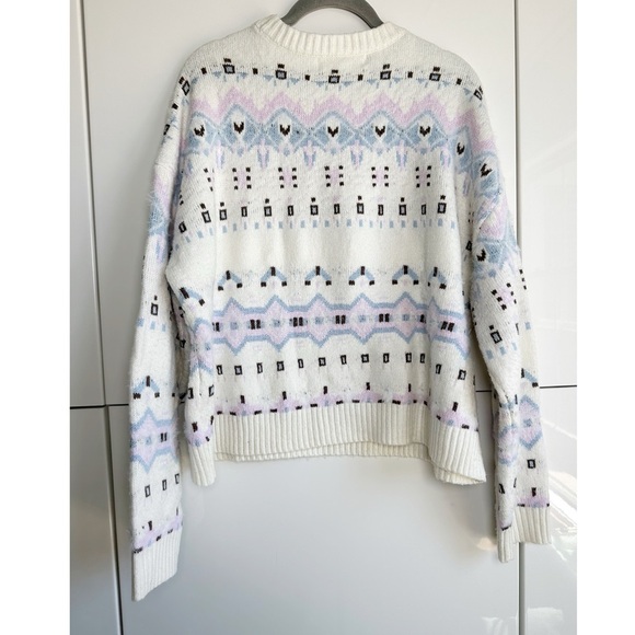 Sugar Moon Fair Aisle Sweater Apres Ski Size Medium Cream Purple Blue - Picture 5 of 6